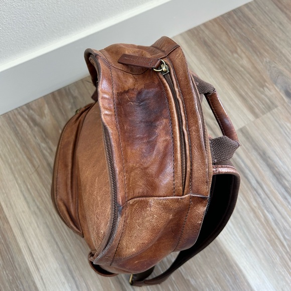 Vintage Distressed Leather Backpack, Fossil - Picture 5 of 13
